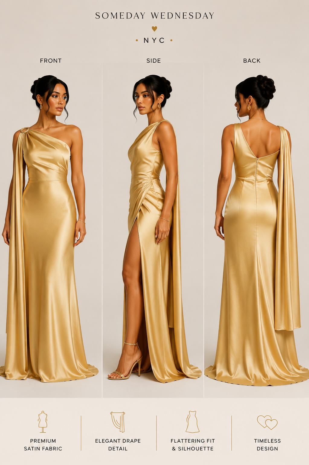 Full Size Satin Cowl Neck High Slit Maxi Dress Plus Size