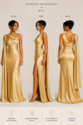 Full Size Satin Cowl Neck High Slit Maxi Dress Plus Size