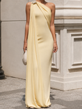 One-Shoulder Draped Maxi Dress